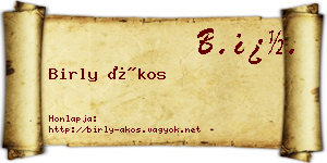 Birly Ákos névjegykártya